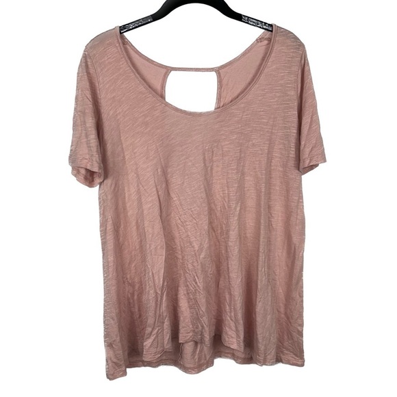 Promesa Shirt Short Sleeve Crewneck Scoop neck Pullover Top Open Back Casual Top - Picture 1 of 8